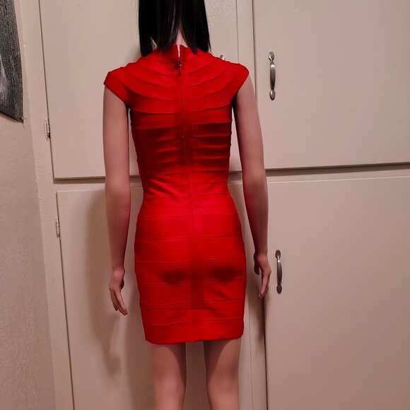 Rachael G. Red Stretch Square Neck Dress - Picture 2 of 13